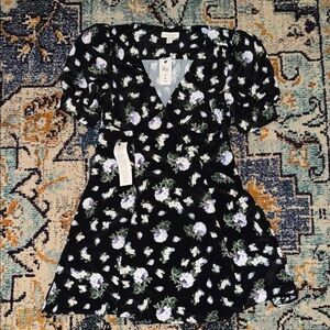 Topshop Black Floral Mini Dress